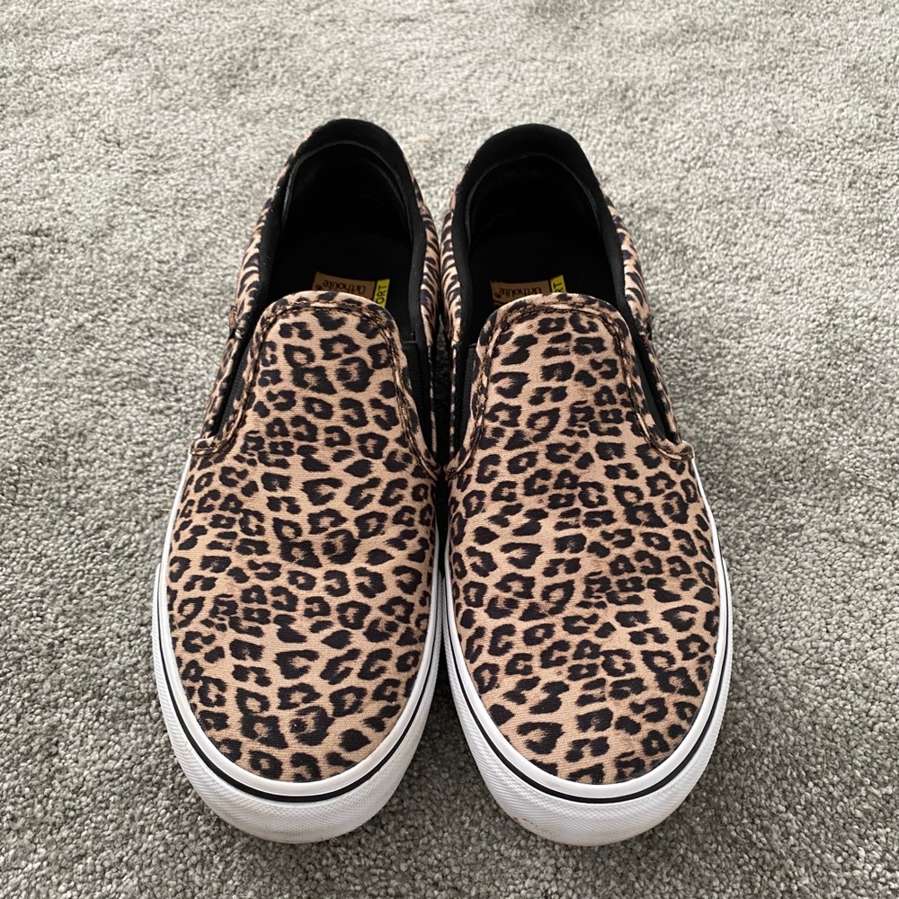 Vans Brown and Black Slip-On Sneakers